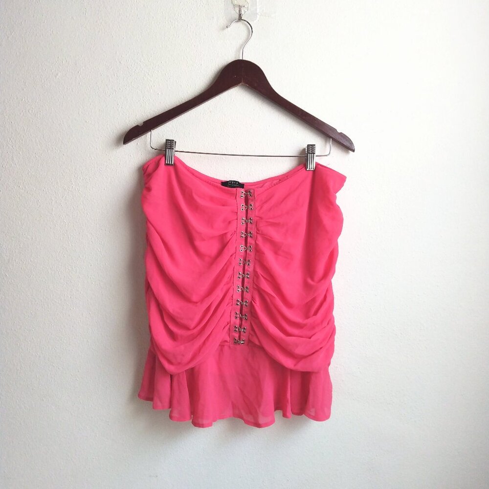 Privy plus 1x hot pink hook + ruching ruffle tube top